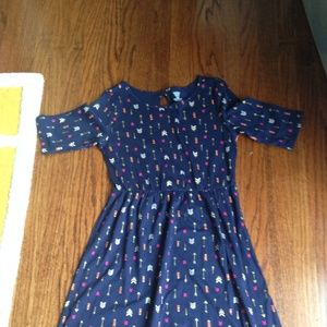 blue patterned dress